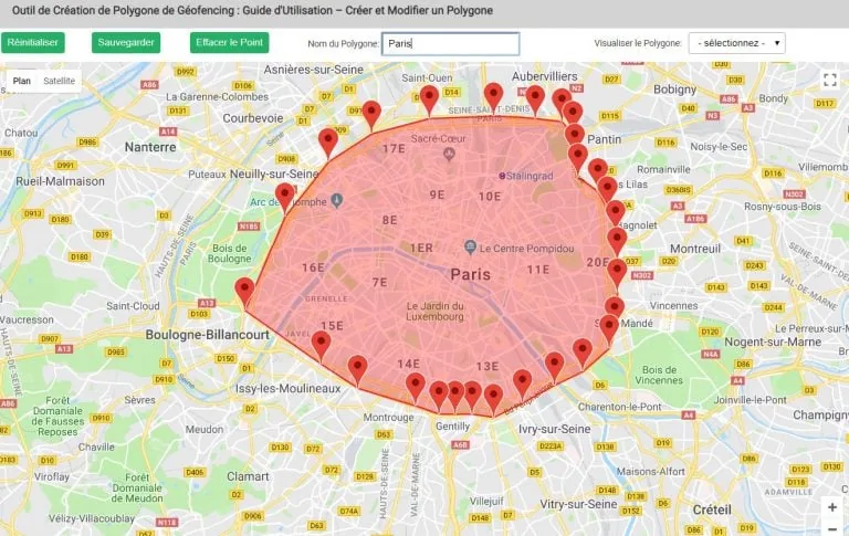 Délimitation de zone géofencing sur carte de géolocalisation Délimitation de zone géofencing sur carte de géolocalisation