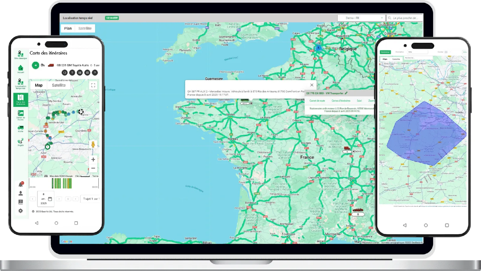 Plateforme de suivi GPS responsive sur ordinateur, tablette et mobile Plateforme de suivi GPS responsive sur ordinateur, tablette et mobile