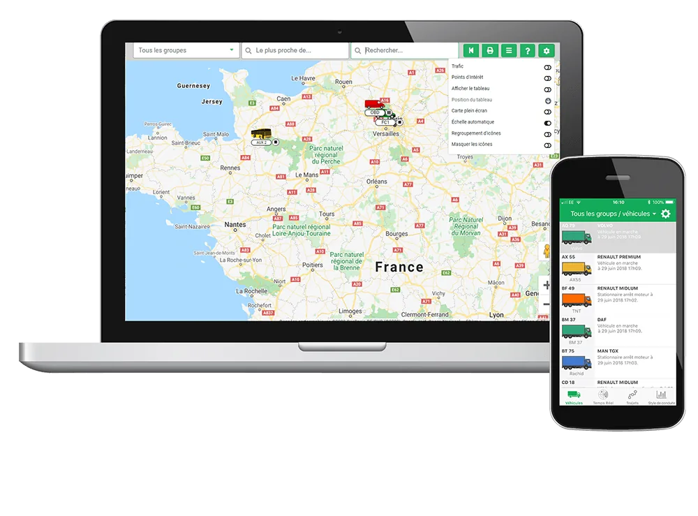 Suivi en temps réel des véhicules sur ordinateur et mobile Suivi en temps réel des véhicules sur ordinateur et mobile